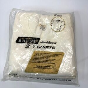 Vintage Montgomery Ward Golden Brent T-Shirts Men Small (34-36) White 3 Pack 70s